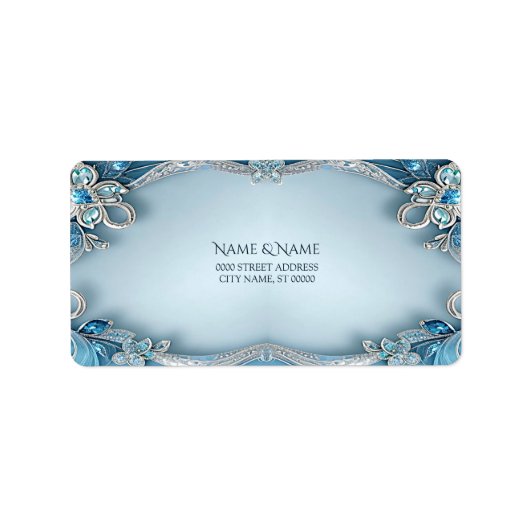 Étiquette de retour Floral Orné Bleu (Devant)