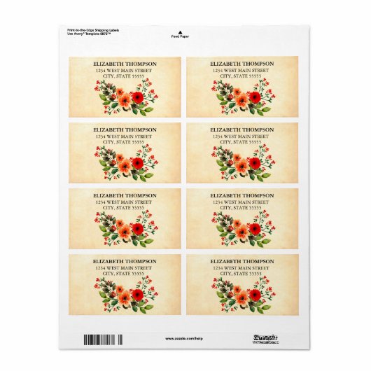 Étiquette de retour floral simple (Feuille entière)