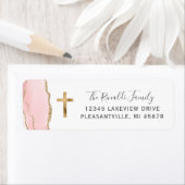 Étiquette de retour Gold Cross Agate rose (En situation)