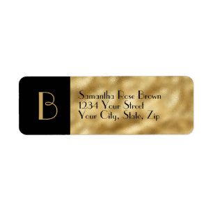 Étiquette de retour Gold Foil & Black Monogram