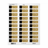 Étiquette de retour Gold Foil & Black Monogram (Feuille entière)