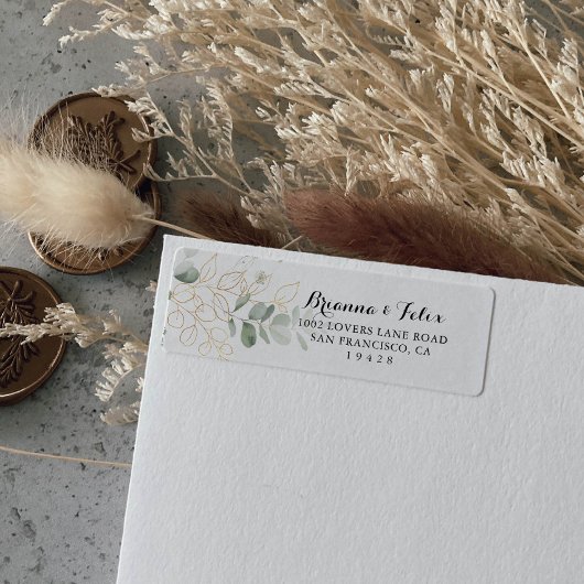 Étiquette de retour Gold Green Foliing