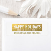 Étiquette de retour Gold Happy Holidays (En situation)