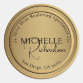 Étiquette de retour Gold Metallic Round (Devant)