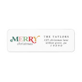 Étiquette de retour Joyeux Noël coloré (Devant)