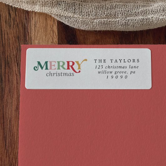 Étiquette de retour Joyeux Noël coloré