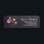 Étiquette de retour Mariage d'aquarelle Chalkboard<br><div class="desc">Utilisation de l'art délicat de l'aquarelle contre un motif arrière - plan en damier. Complétez le look avec les designs correspondants de la collection. (Entièrement personnalisable)</div>