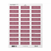 Étiquette de retour Mariage de châssis violet mode (Feuille entière)