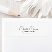 Étiquette de retour mariage de script chic moderne (En situation)