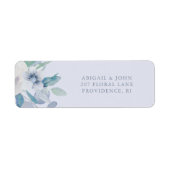 Étiquette de retour Mariage floral bleu simple (Devant)