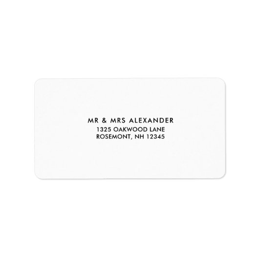 Étiquette de retour Mariage noir et blanc simple (Devant)