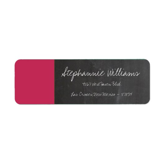 Étiquette de retour Mariage rose Chalkboard (Devant)