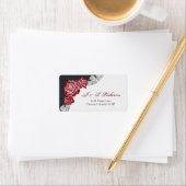 Étiquette de retour Mariage Rose rouge foncé (En situation)