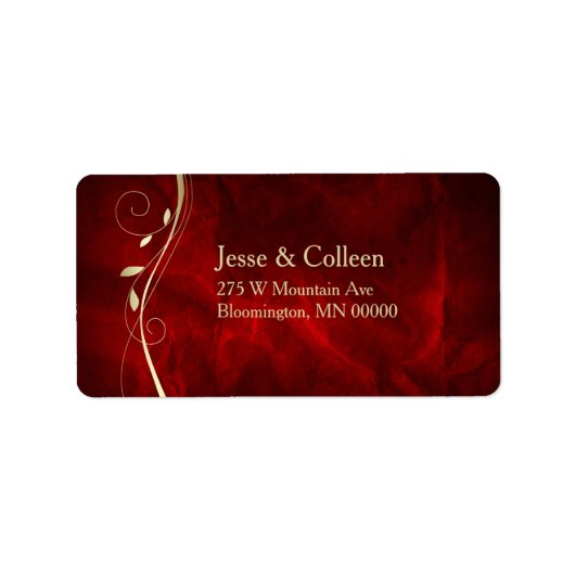 Étiquette de retour Mariage rouge profond à feuill (Devant)