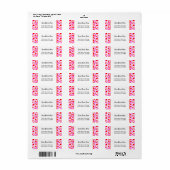 Étiquette de retour modifiable Rouge Rose à pois e (Feuille entière)