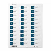 Étiquette de retour Monogramme aligné gauche class (Feuille entière)