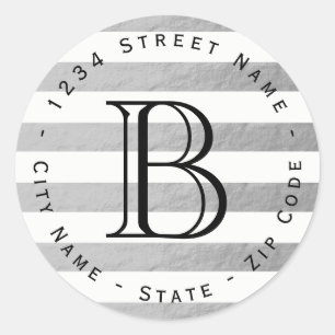 Étiquette de retour Monogramme de l'huile d'argent