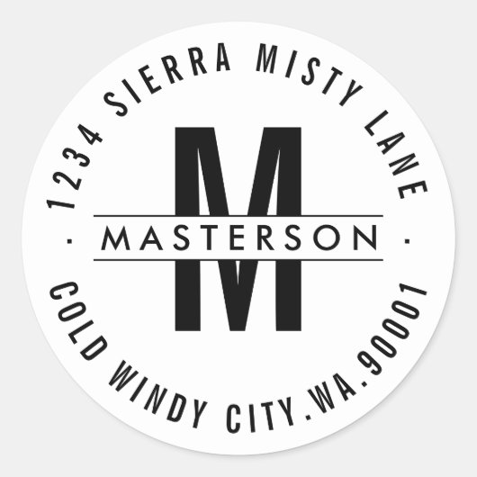 Étiquette de retour Monogramme moderne Circle pers (Devant)