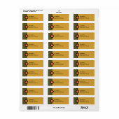 Étiquette de retour Monogramme moderne - Vert/Or (Feuille entière)