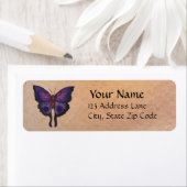 Étiquette de retour Papillon bleu et violet (En situation)