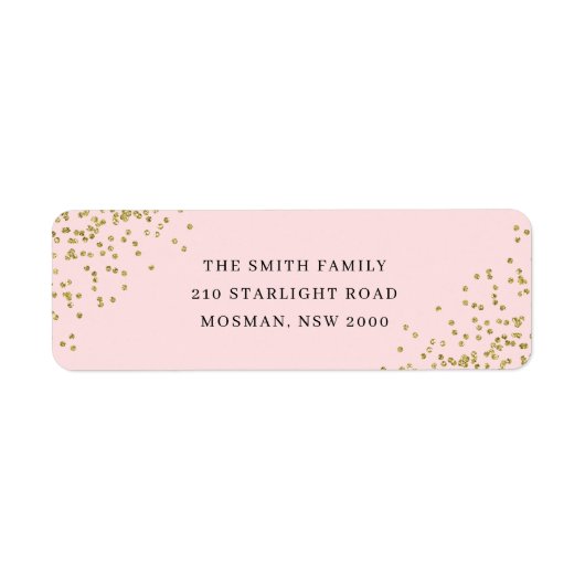 Étiquette de retour Parties scintillant rose et or (Devant)
