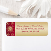 Étiquette de retour Parties scintillant rouge or (En situation)