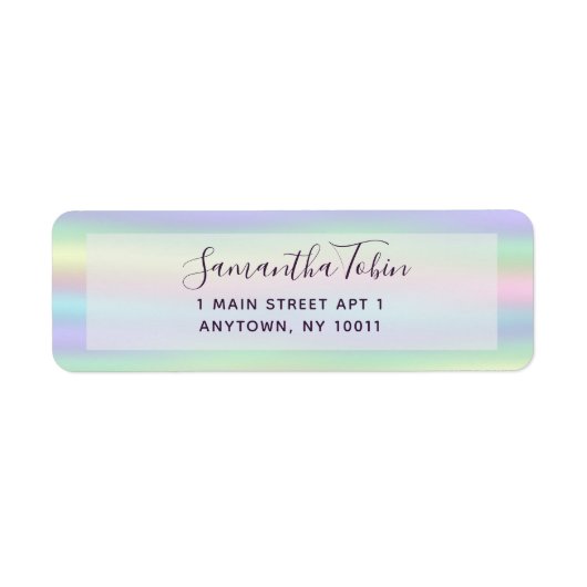Étiquette de retour Pastel Rainbow Faux Holo (Devant)