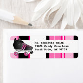 Étiquette de retour Patinage à rouleaux noir et ro (En situation)