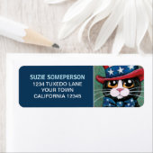 Étiquette de retour Patriotic USA Tuxedo Cat (En situation)