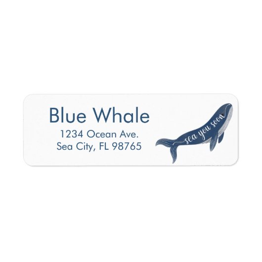 Étiquette de retour personnalisé Blue Whale Ocean (Devant)