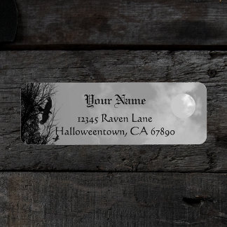 Étiquette de retour personnalisée Halloween Raven