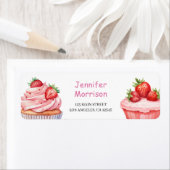 Étiquette de retour pour fille rose de cupcakes à  (En situation)