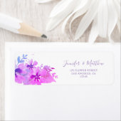 Étiquette de retour romantique violet floral (En situation)