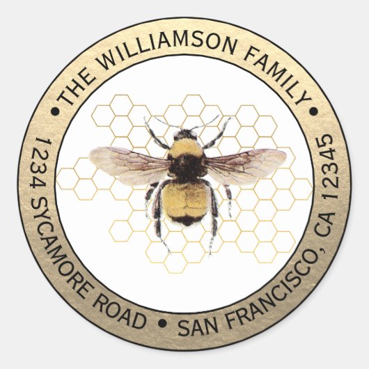 Étiquette de retour ronde Rustique BumbleBee (Devant)