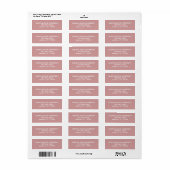 Étiquette de retour Rose Dusty simple et moderne (Feuille entière)