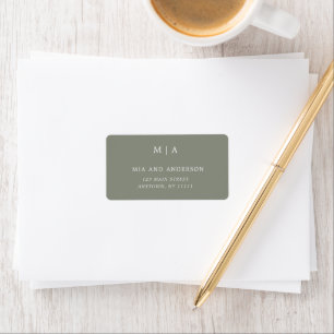Étiquette de retour Sage Green Simple Monogramme
