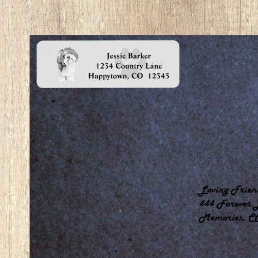 Étiquette de retour Shih Tzu au crayon B&W