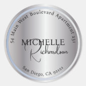 Étiquette de retour Silver Metallic Round (Devant)