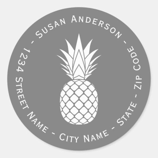 Étiquette de retour Tropical Ananas blanc (Devant)