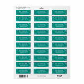 Étiquette de retour Turquoise + Vacances blanches (Feuille entière)