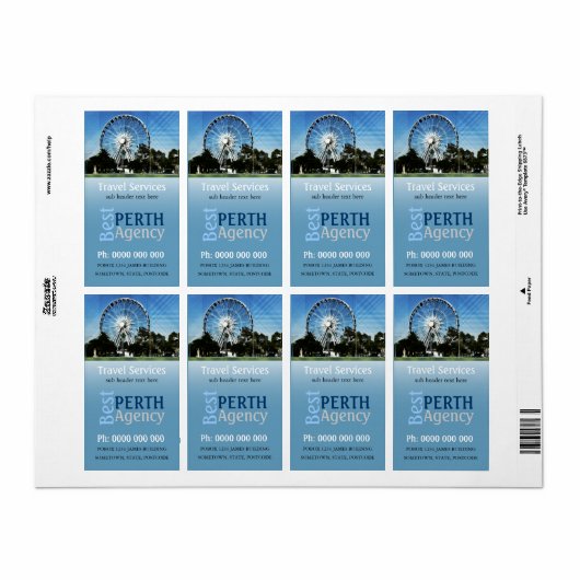 Étiquette de roues Perth Travel (Feuille entière)