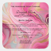 Étiquette de salle de bain en marbre rose et or (Devant)