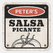 Étiquette de salsa éditable avec panneau grunge (Devant)
