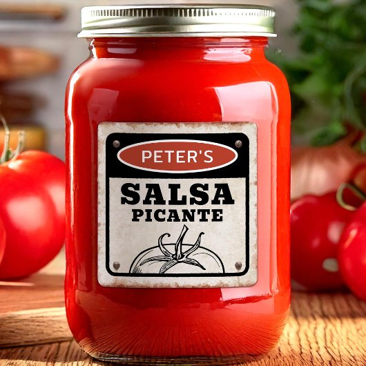 Étiquette de salsa éditable avec panneau grunge