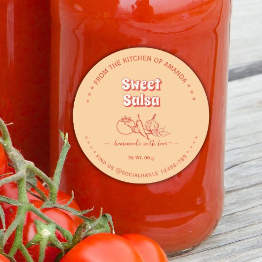 Étiquette de Salsa Faite Maison Rétro