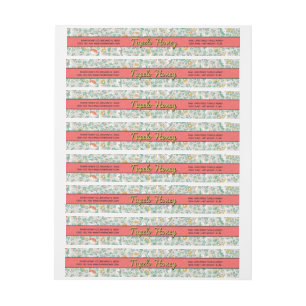 Étiquette de satin floral Pastel Envelopper autour