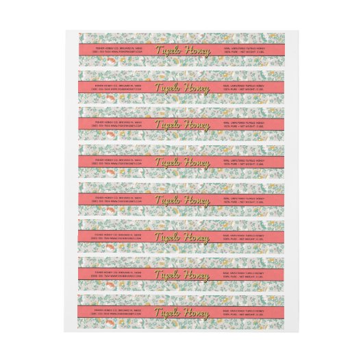 Étiquette de satin floral Pastel Envelopper autour (Feuille)