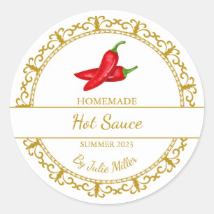 Étiquette de sauce au chili chaud vintage Gold fai