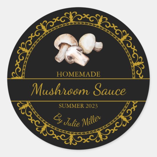 Étiquette de sauce aux champignons maison vintage (Devant)
