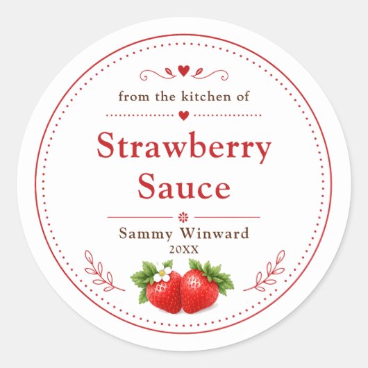 Étiquette de Sauce aux Fraises Maison (Devant)